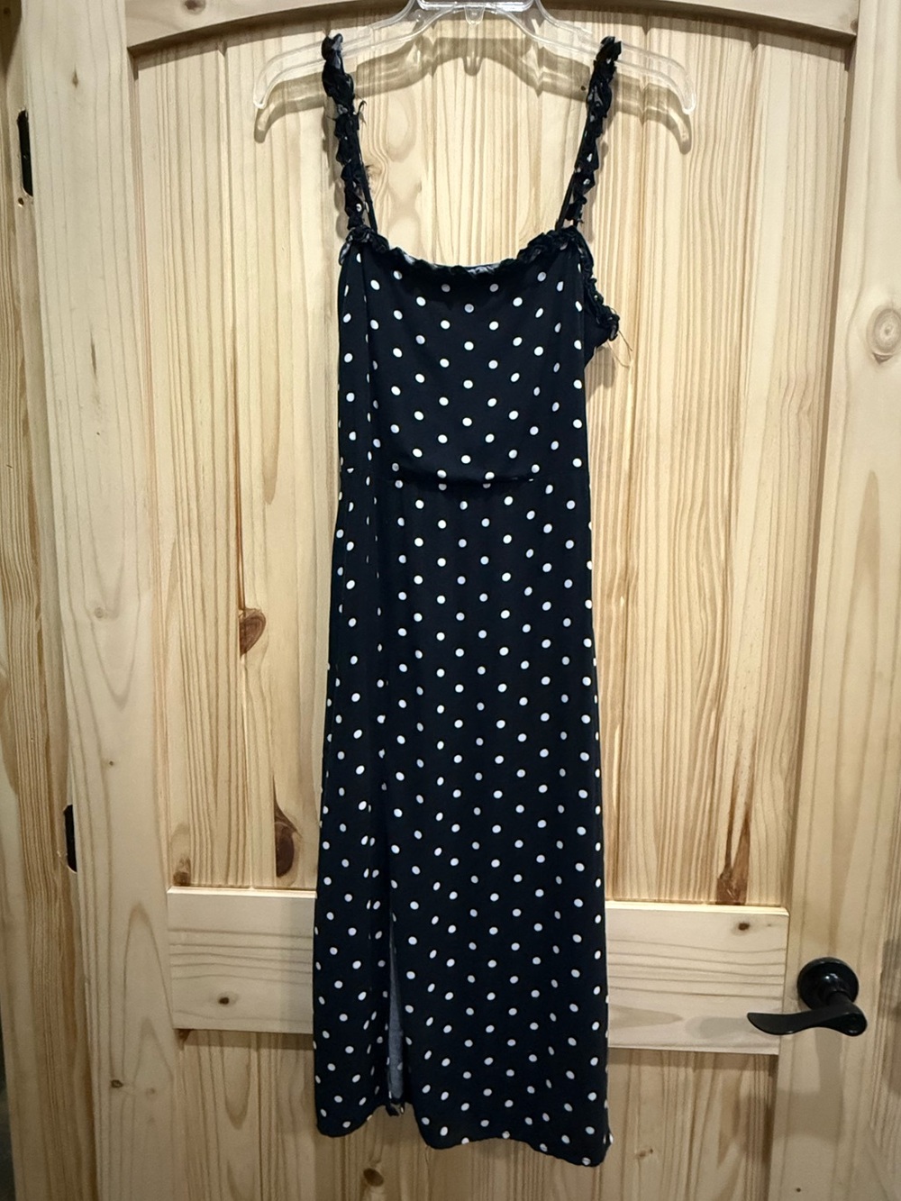 Women's‎ Black Polka Dot Dress with Slit, Size Small